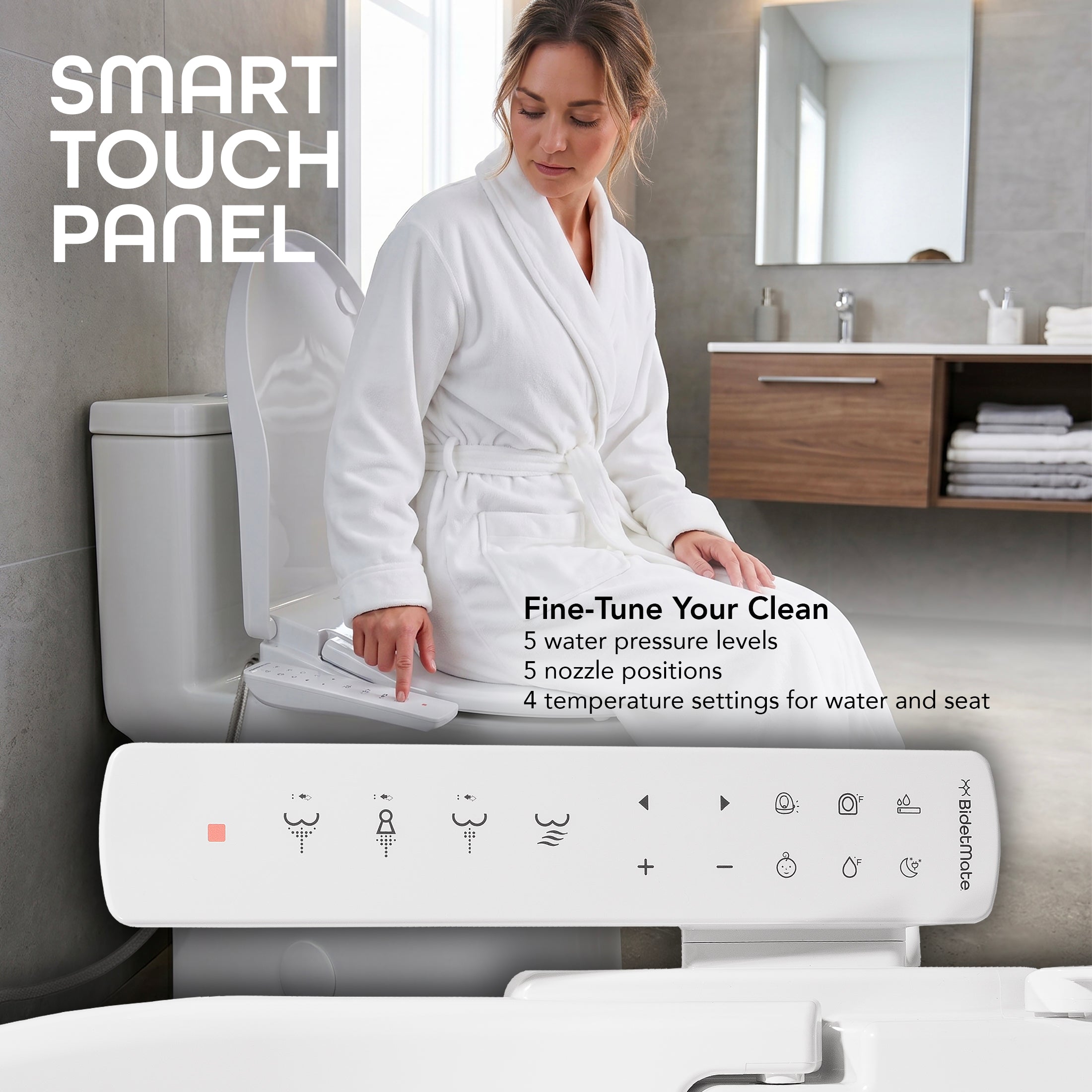 BidetMate 1500 Series electric bidet seat — control panel detail