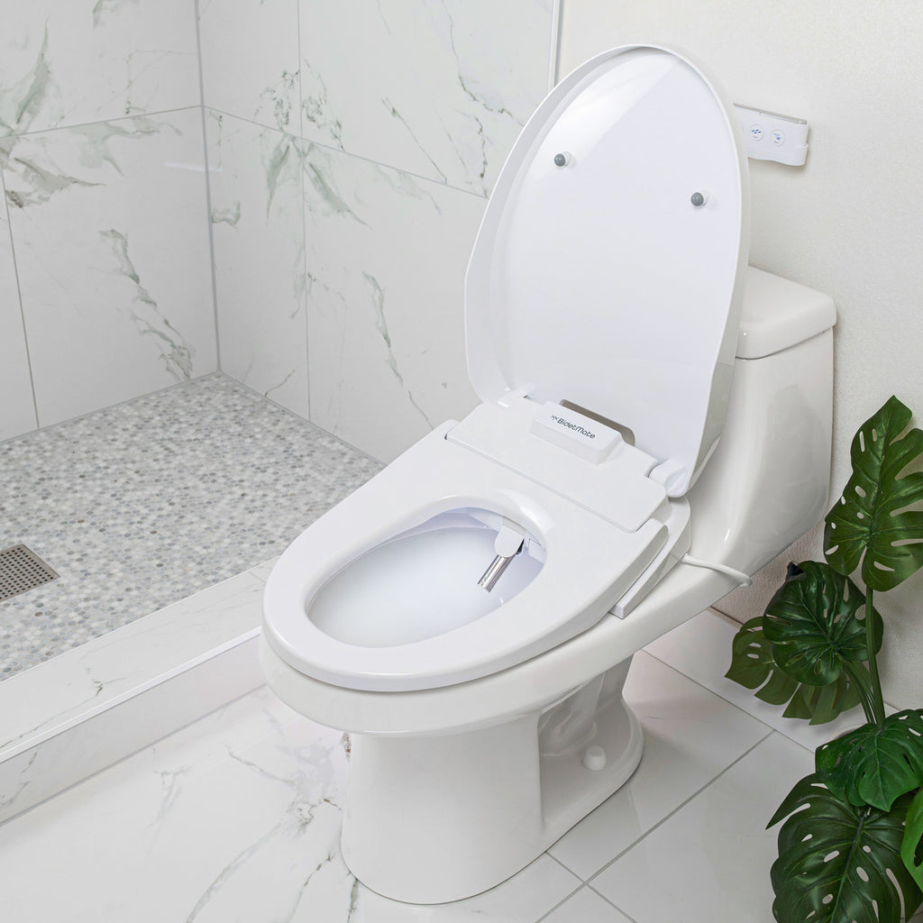 BidetMate 3500 Series electric bidet seat — shown installed in a modern bathroom