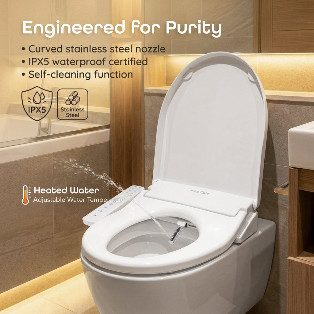 BidetMate 1500 Series electric bidet seat — hygiene and sterilization feature graphic (2)
