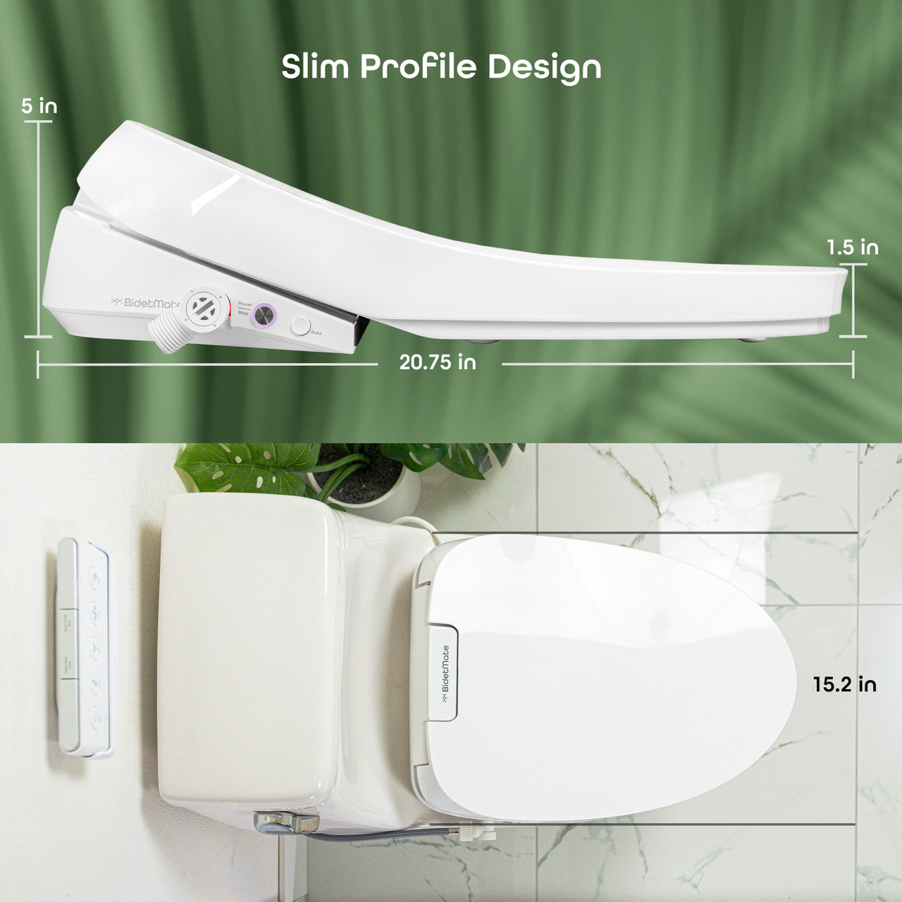 BidetMate 3500 Series electric bidet seat — slim profile side view
