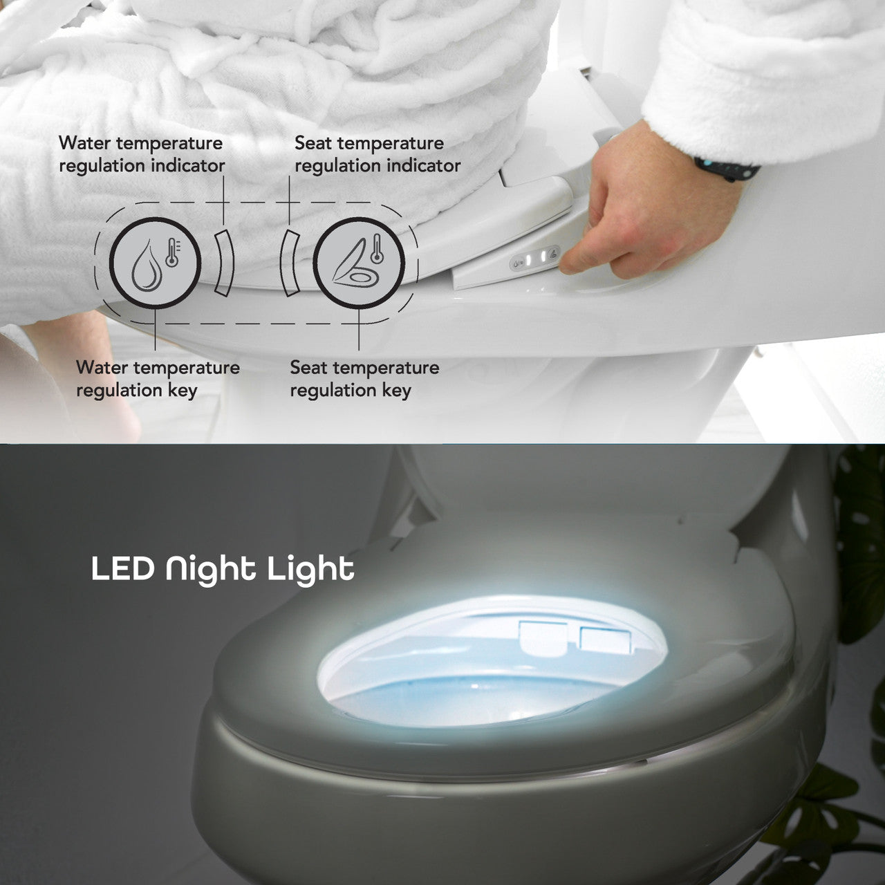 BidetMate 700 Series electric bidet seat — LED night light detail