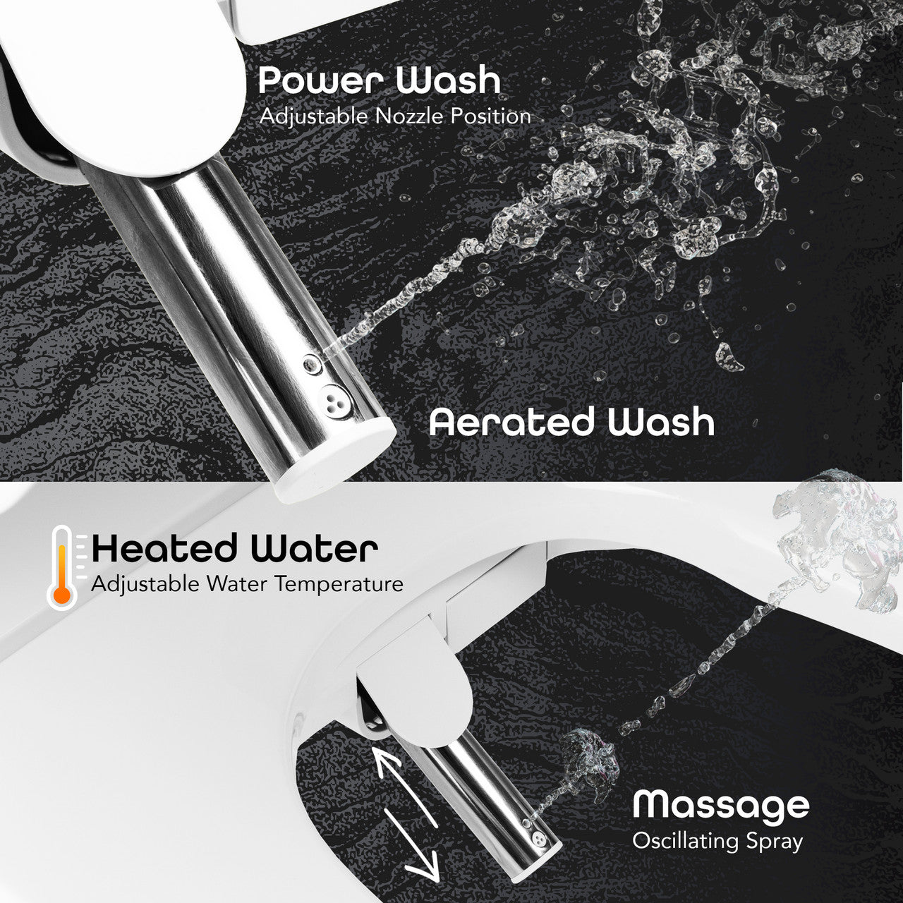 BidetMate 3000 Series electric bidet seat — instant heated water feature graphic