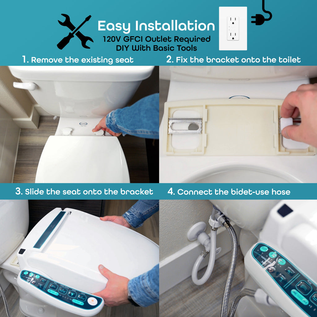BidetMate 2000 Series electric bidet seat — step-by-step installation diagram