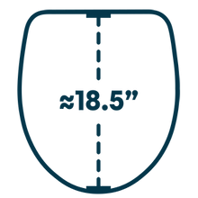 Elongated toilet bowl, about 18.5 inches from the seat bolts to the front of the rim