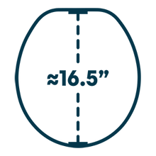 Round toilet bowl, about 16.5 inches from the seat bolts to the front of the rim